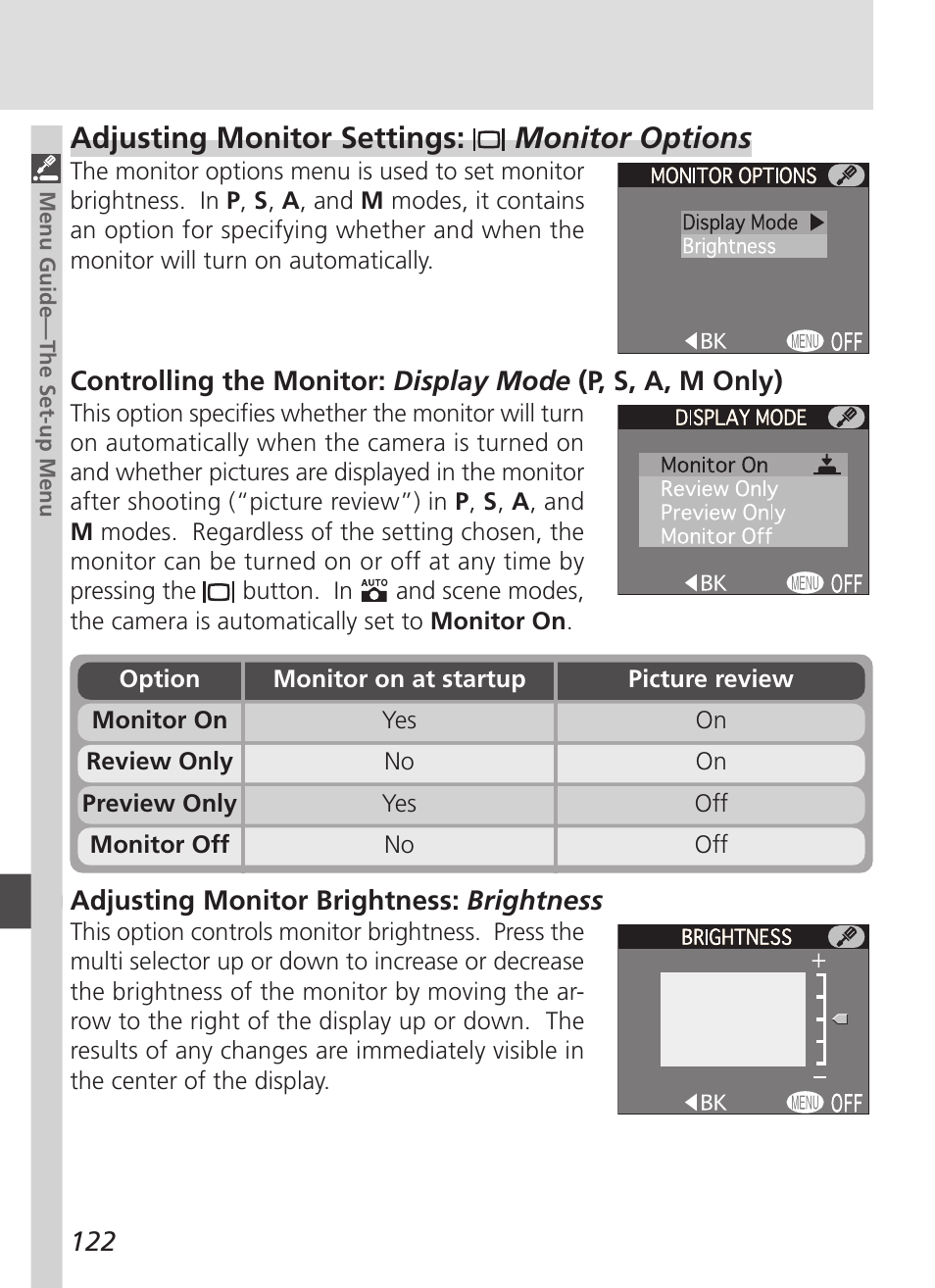 Adjusting monitor settings: monitor options | Nikon 4500 User Manual | Page 132 / 178