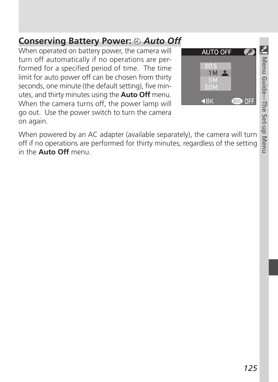 Conserving battery power: auto off | Nikon 4500 User Manual | Page 135 / 178