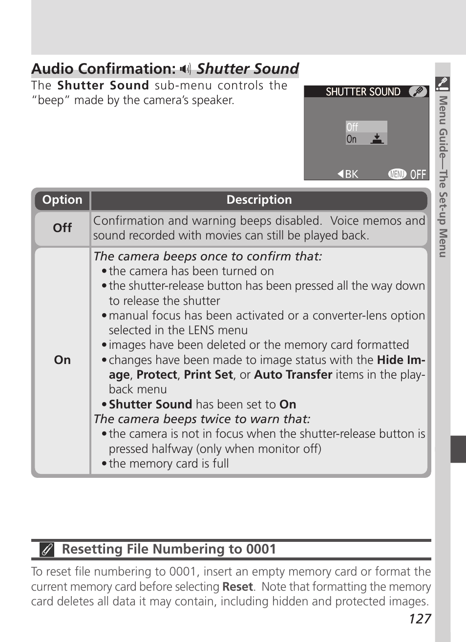 Audio confirmation: shutter sound | Nikon 4500 User Manual | Page 137 / 178