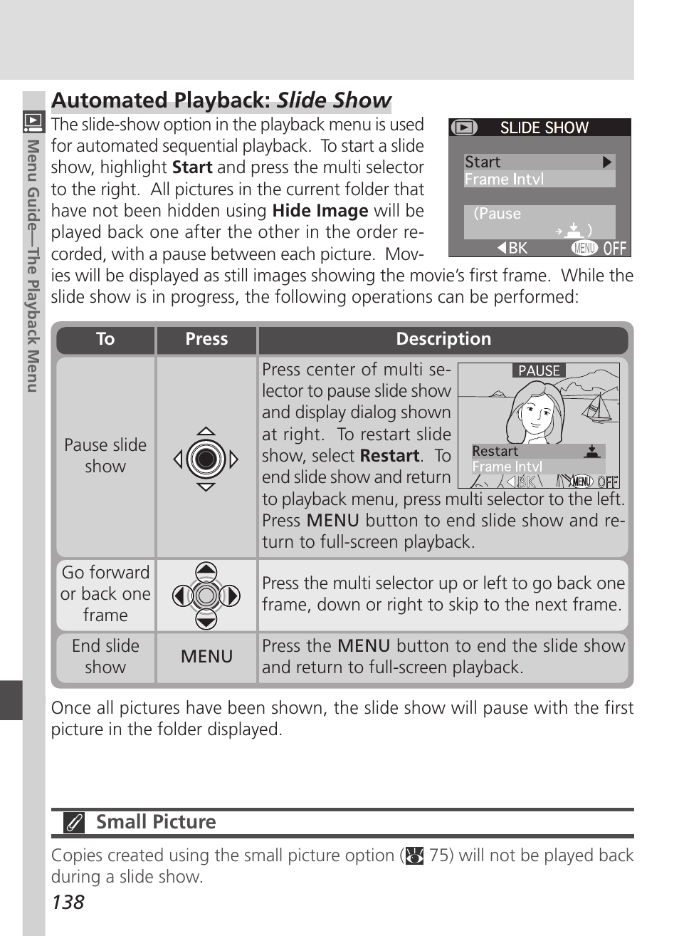 Automated playback: slide show | Nikon 4500 User Manual | Page 148 / 178