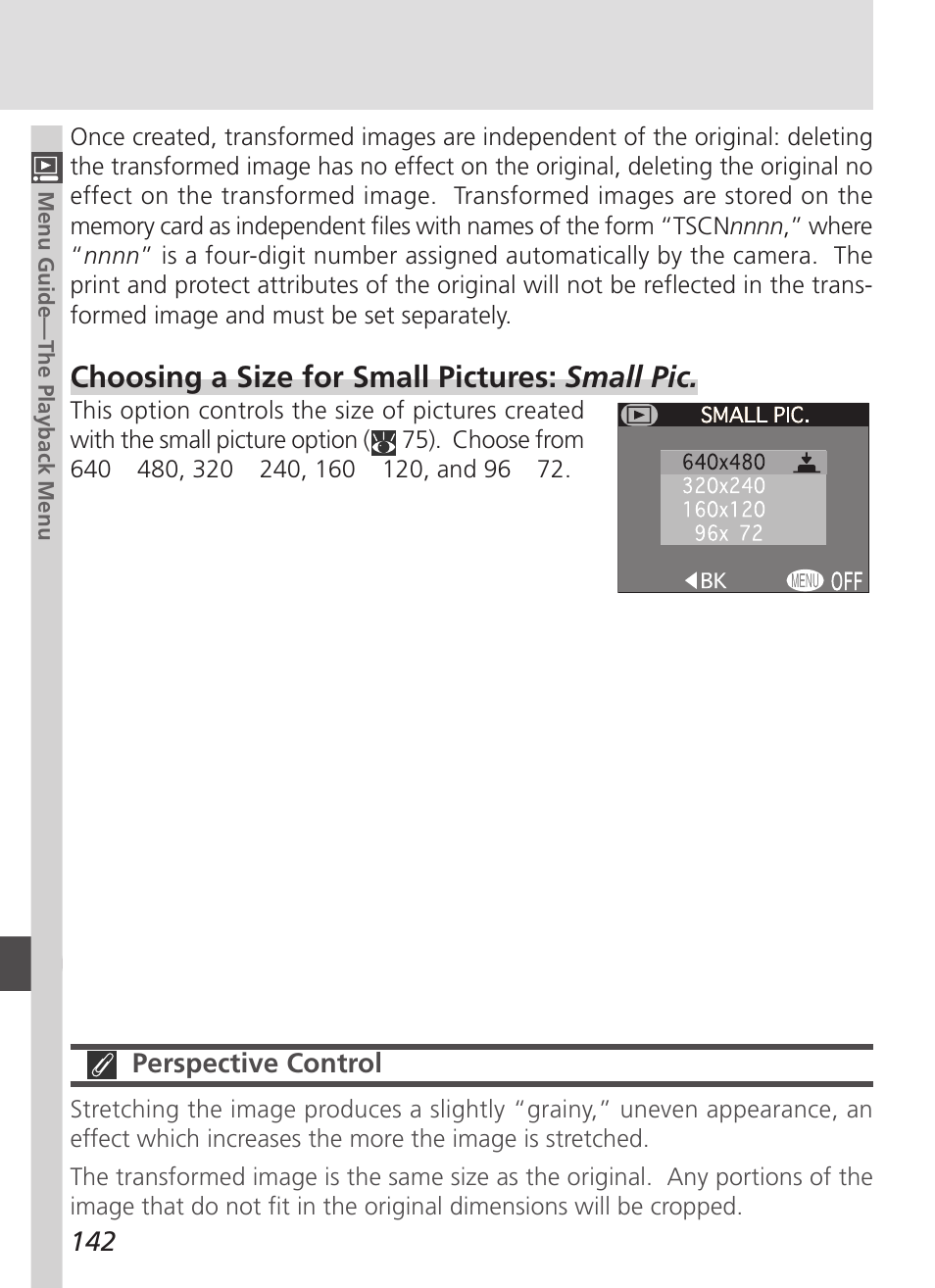 Choosing a size for small pictures: small pic | Nikon 4500 User Manual | Page 152 / 178