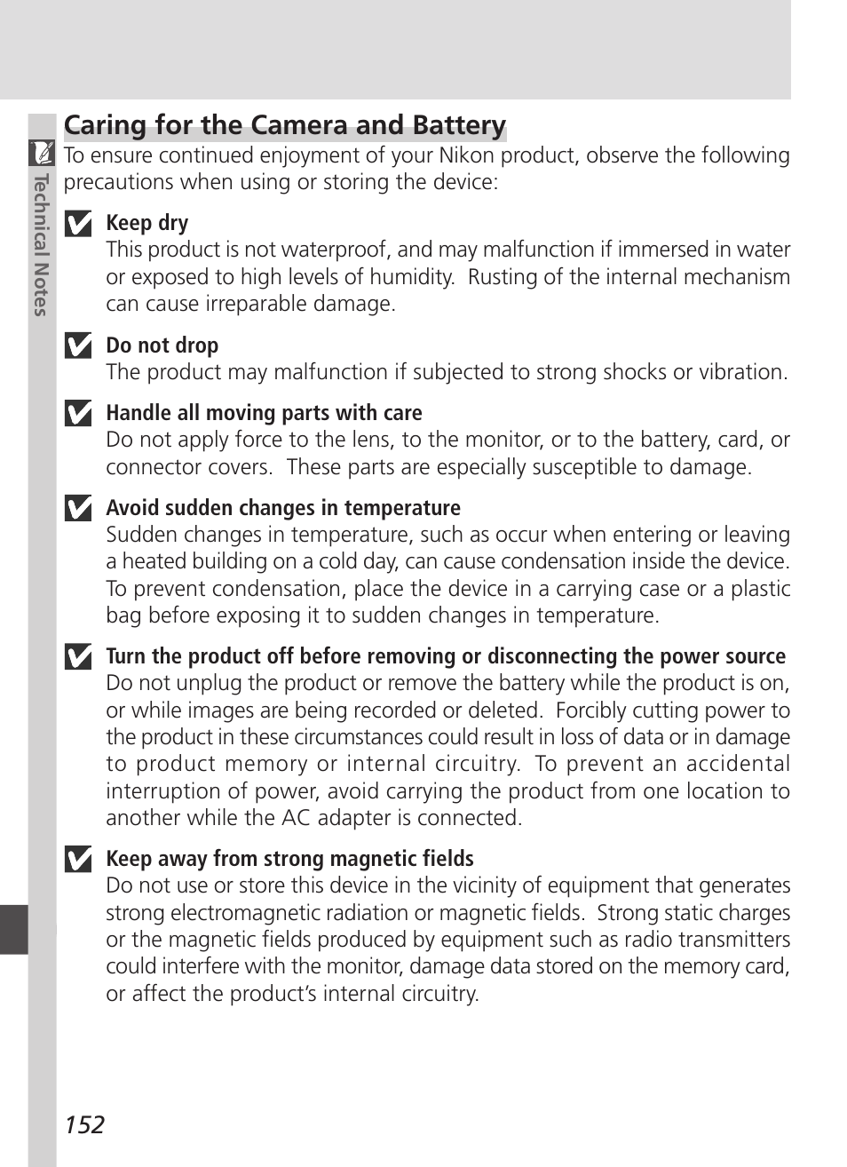 Caring for the camera and battery | Nikon 4500 User Manual | Page 162 / 178