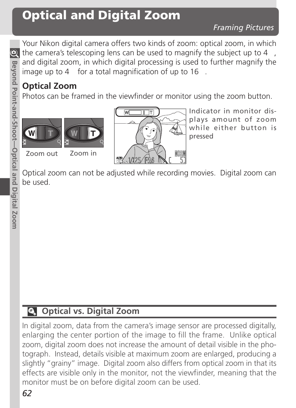 Optical and digital zoom | Nikon 4500 User Manual | Page 72 / 178