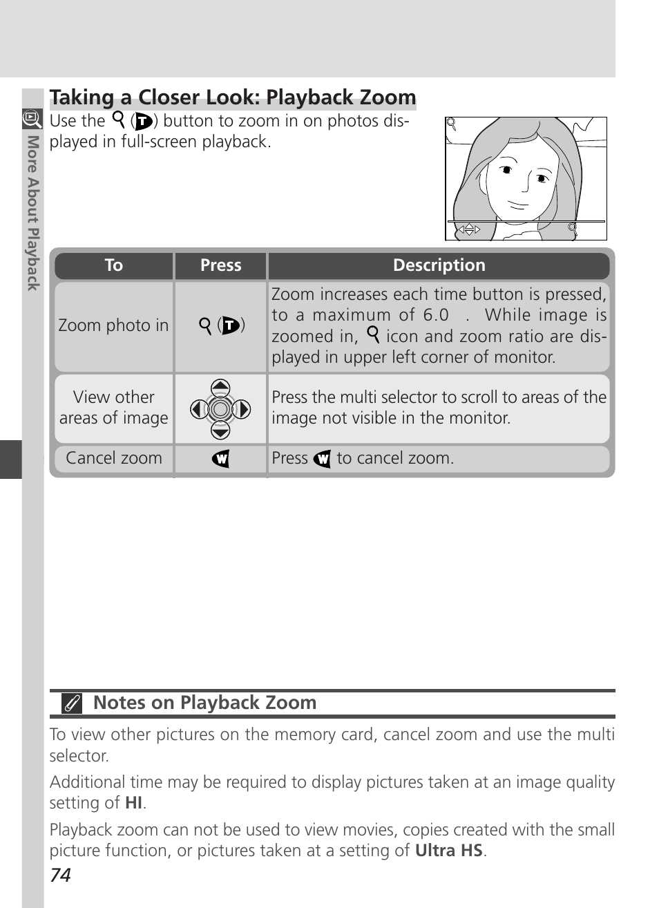 Taking a closer look: playback zoom | Nikon 4500 User Manual | Page 84 / 178