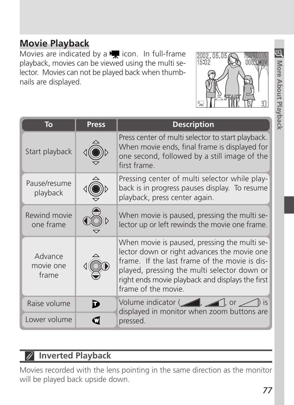 Movie playback | Nikon 4500 User Manual | Page 87 / 178