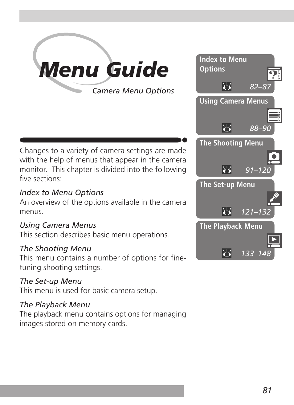 Menu guide | Nikon 4500 User Manual | Page 91 / 178