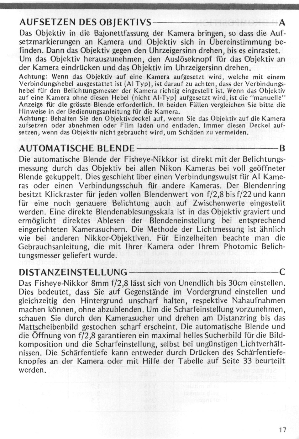 Automatische blende b | Nikon Fisheye-NIKKOR 8mm f-2.8 User Manual | Page 17 / 36