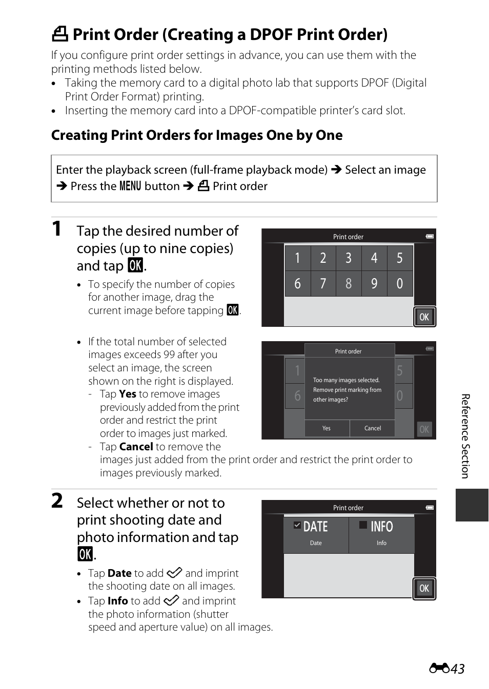 Print order (creating a dpof print order), A print order (creating a dpof print order), Creating print orders for images one by one | Nikon S810c User Manual | Page 169 / 228