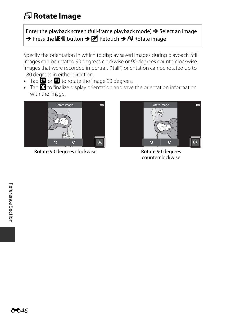 Rotate image, F rotate image, Option | E46) | Nikon S810c User Manual | Page 172 / 228