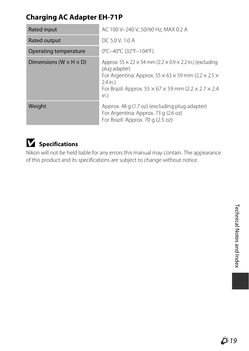F19 charging ac adapter eh-71p | Nikon S810c User Manual | Page 217 / 228