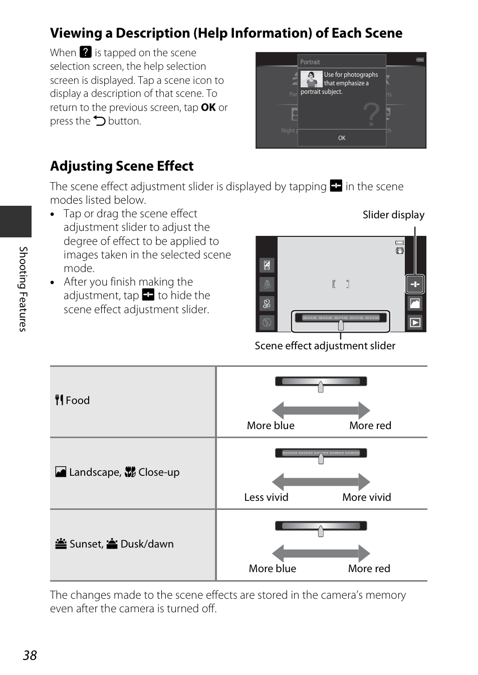 Adjusting scene effect | Nikon S810c User Manual | Page 64 / 228