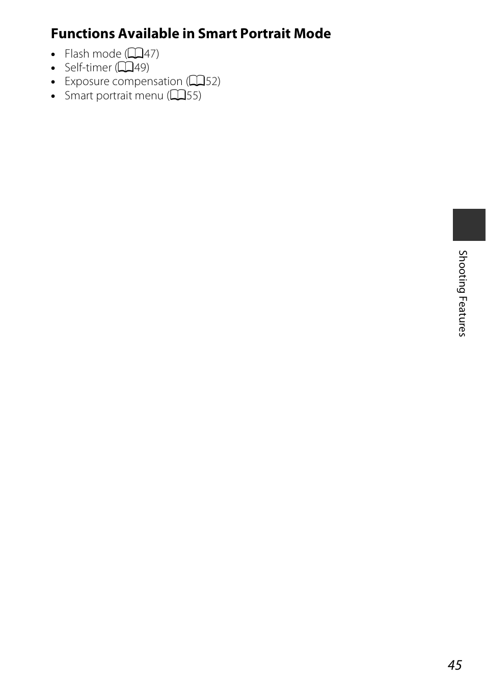 Functions available in smart portrait mode | Nikon S810c User Manual | Page 71 / 228