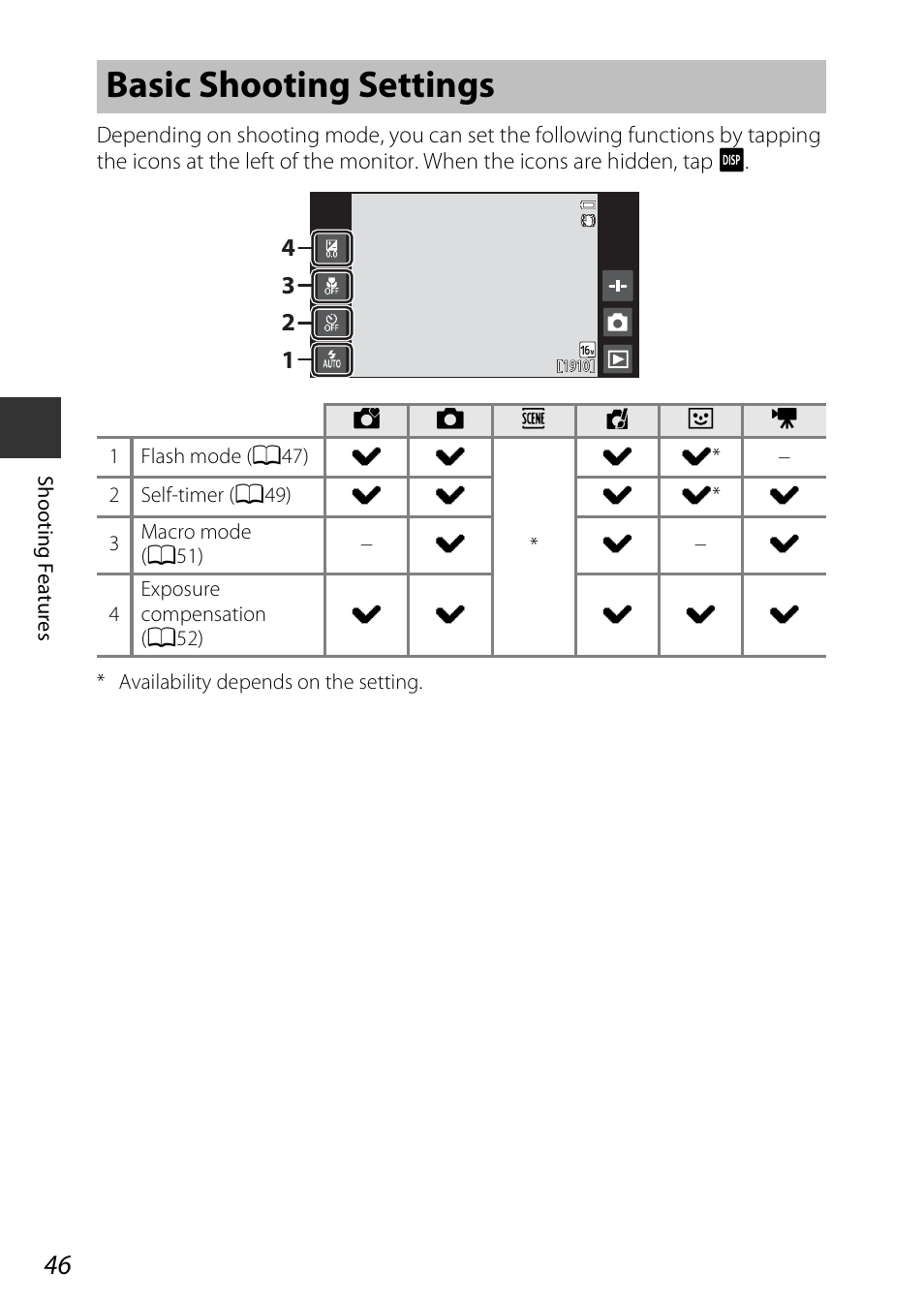 Basic shooting settings | Nikon S810c User Manual | Page 72 / 228