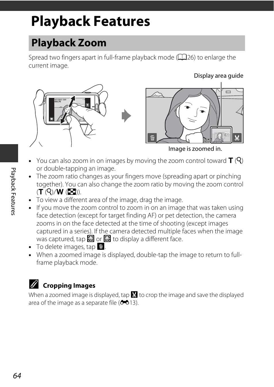 Playback features, Playback zoom | Nikon S810c User Manual | Page 90 / 228