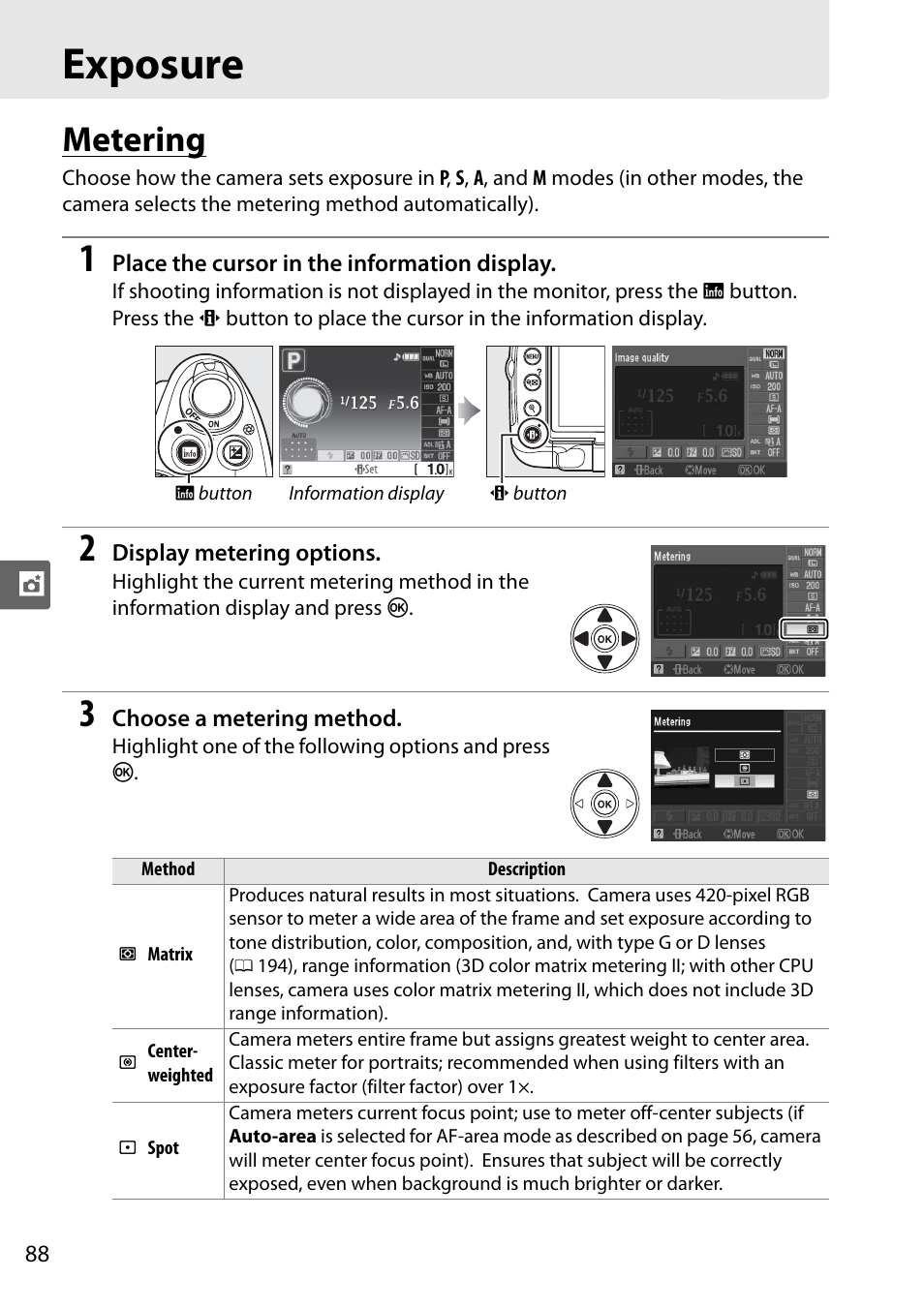 Exposure, Metering | Nikon D5000 User Manual | Page 106 / 256