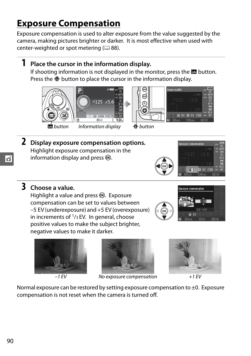 Exposure compensation | Nikon D5000 User Manual | Page 108 / 256