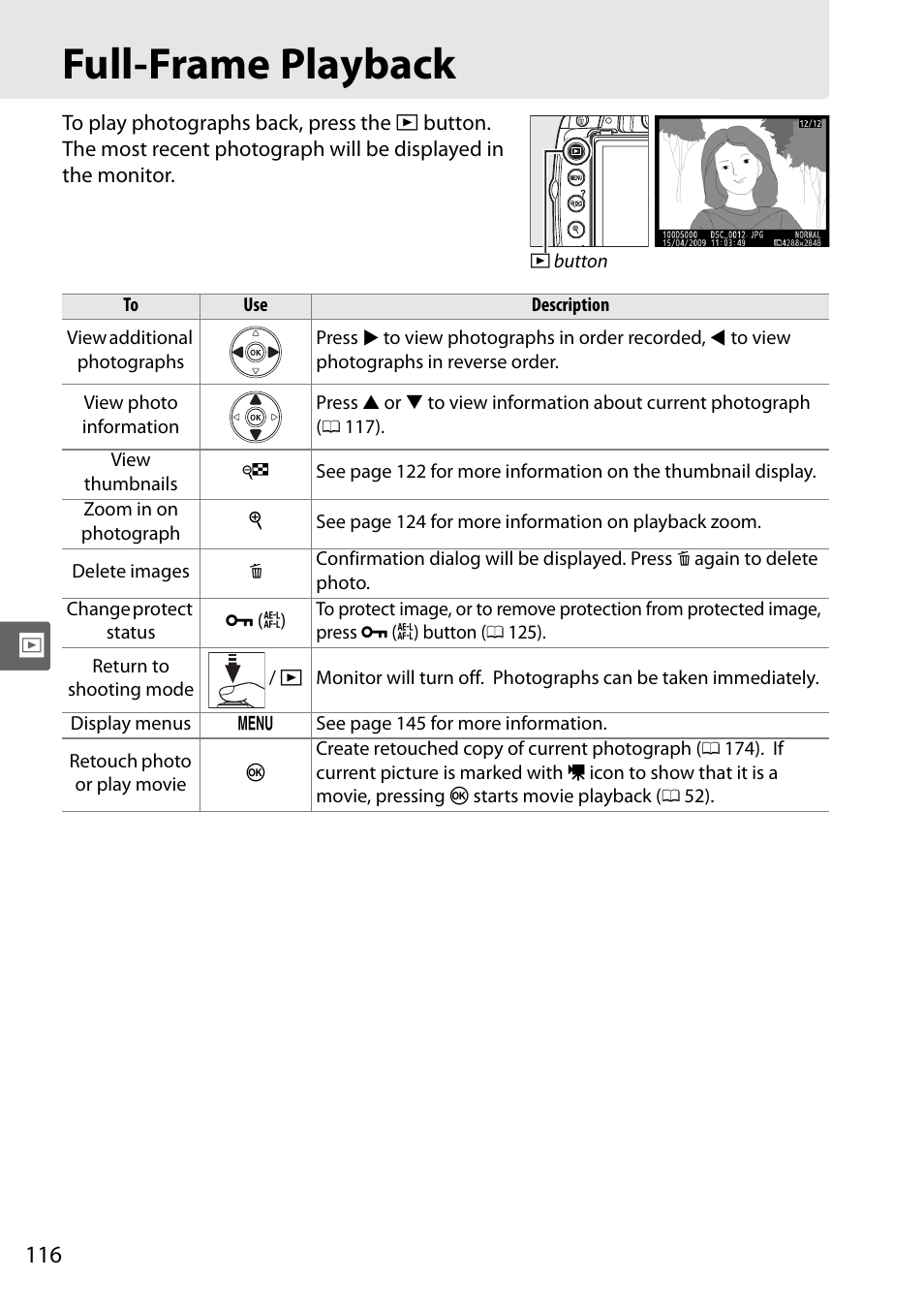 Full-frame playback | Nikon D5000 User Manual | Page 134 / 256