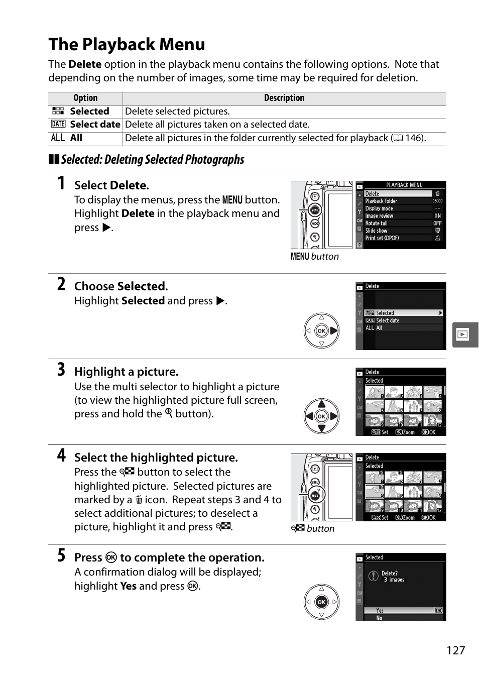 The playback menu | Nikon D5000 User Manual | Page 145 / 256