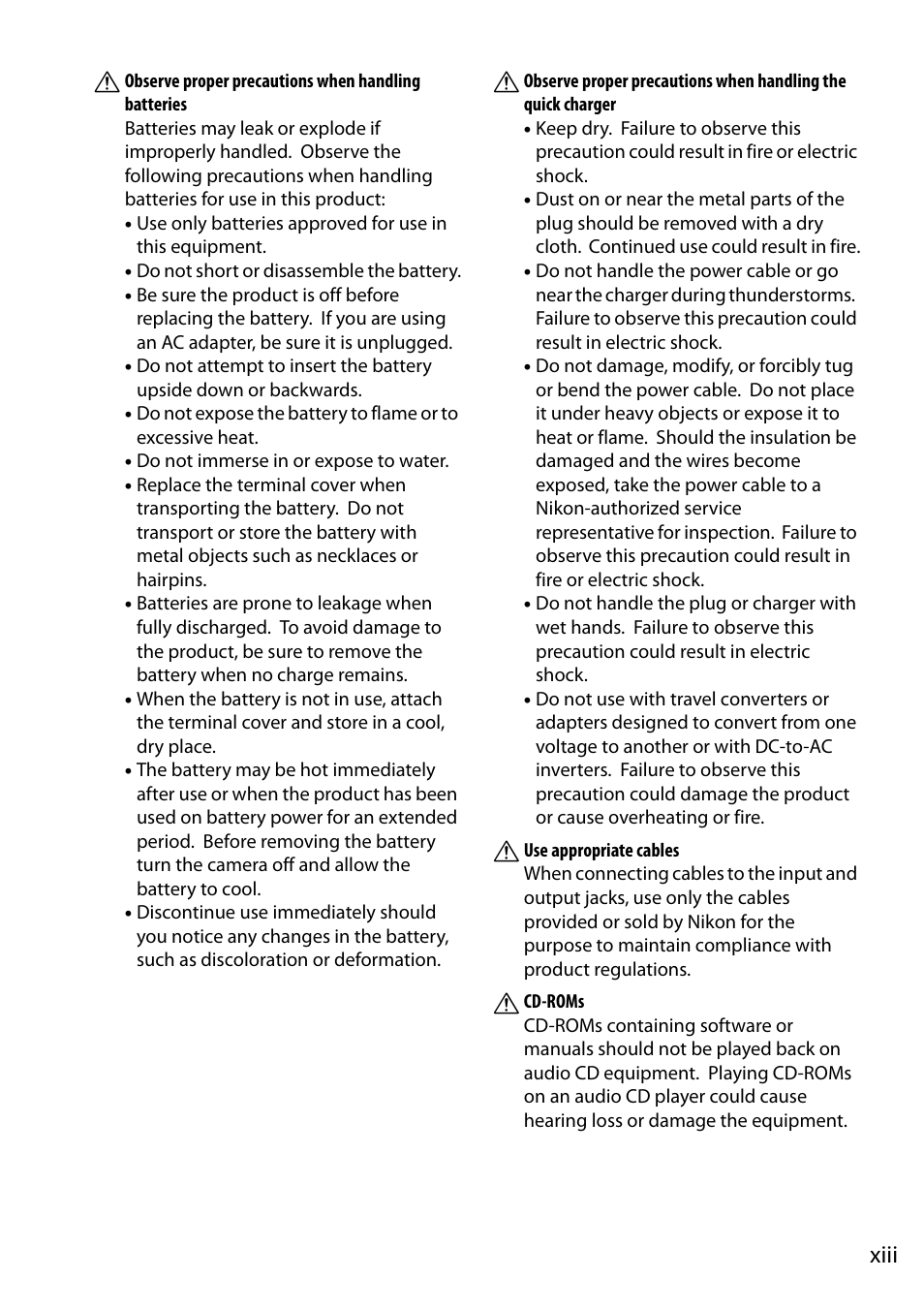 Xiii | Nikon D5000 User Manual | Page 15 / 256