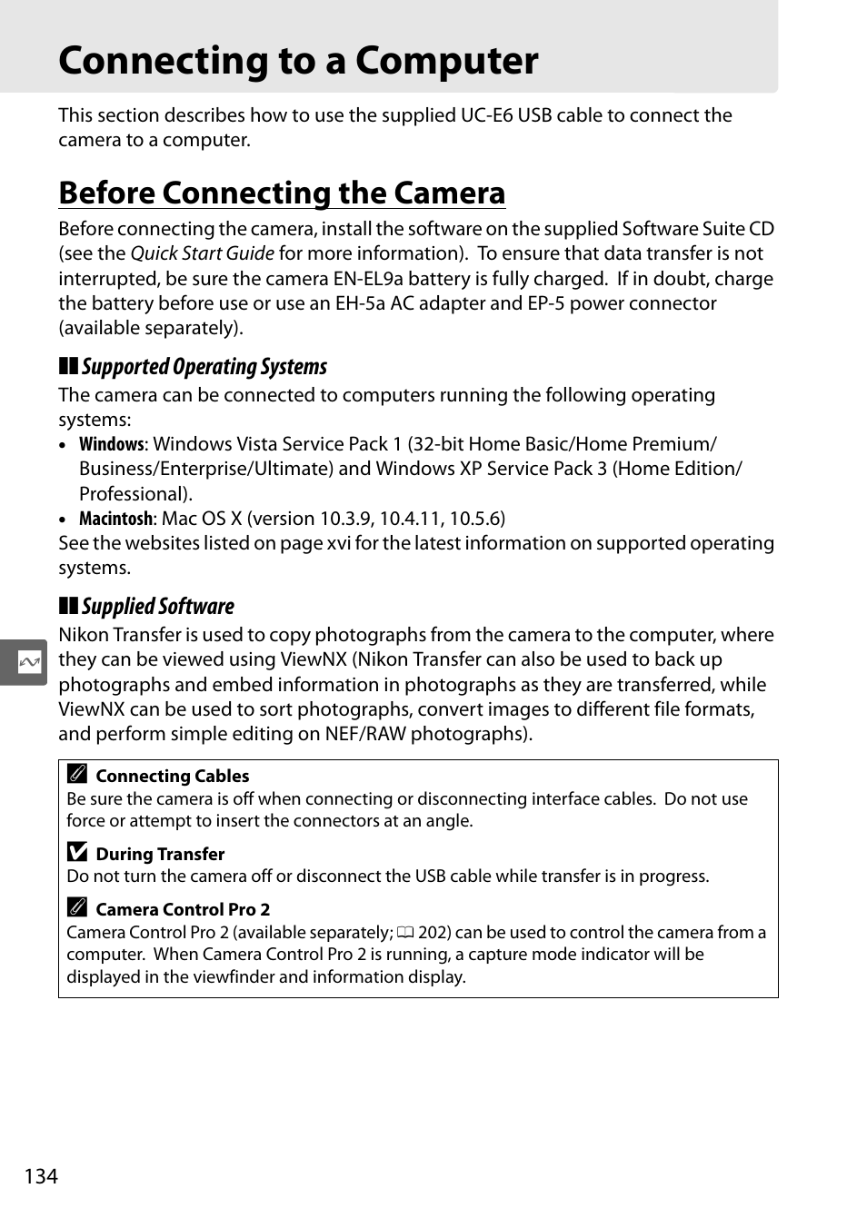 Connecting to a computer, Before connecting the camera | Nikon D5000 User Manual | Page 152 / 256