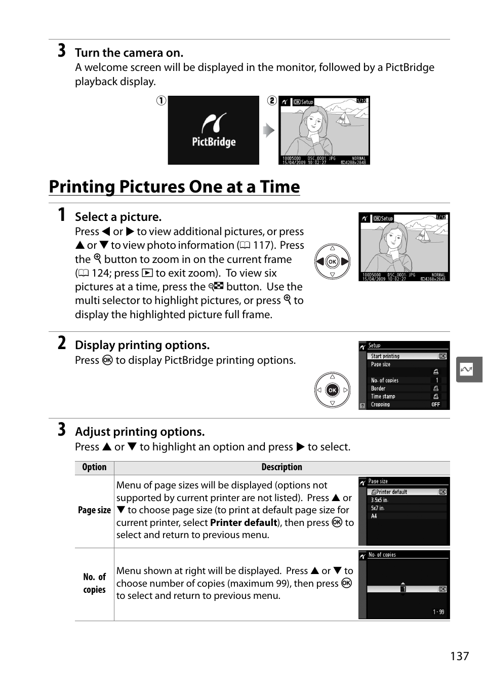 Printing pictures one at a time | Nikon D5000 User Manual | Page 155 / 256