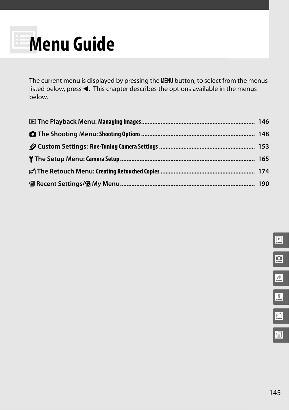 Menu guide | Nikon D5000 User Manual | Page 163 / 256