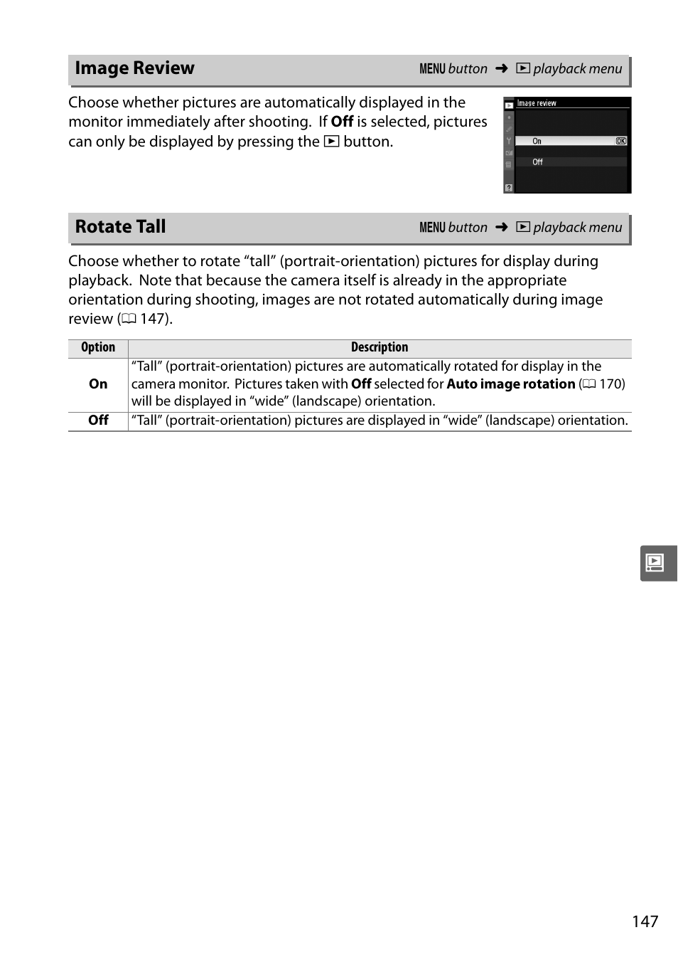 Image review, Rotate tall | Nikon D5000 User Manual | Page 165 / 256