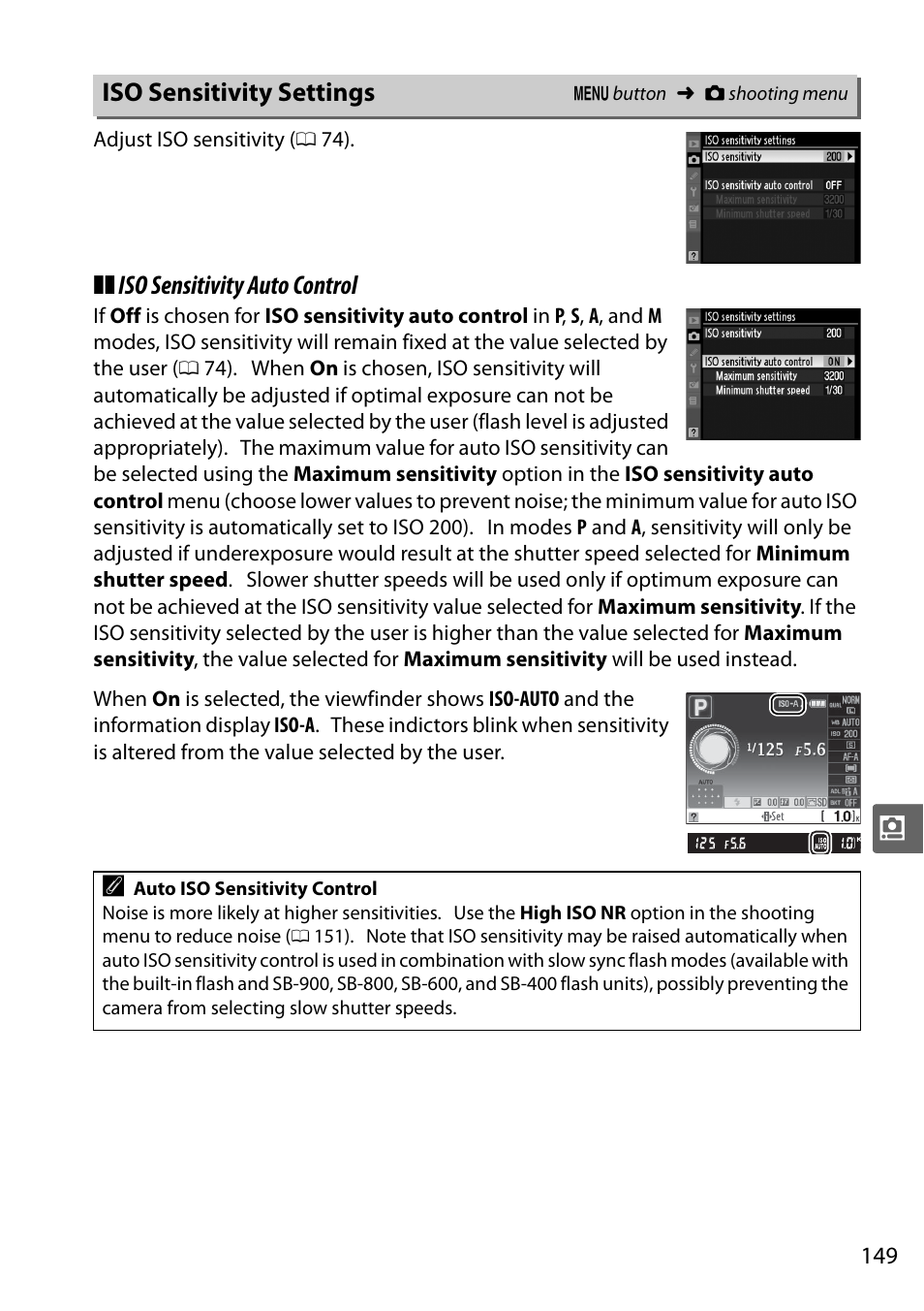 Iso sensitivity settings, Iso sensitivity auto control | Nikon D5000 User Manual | Page 167 / 256