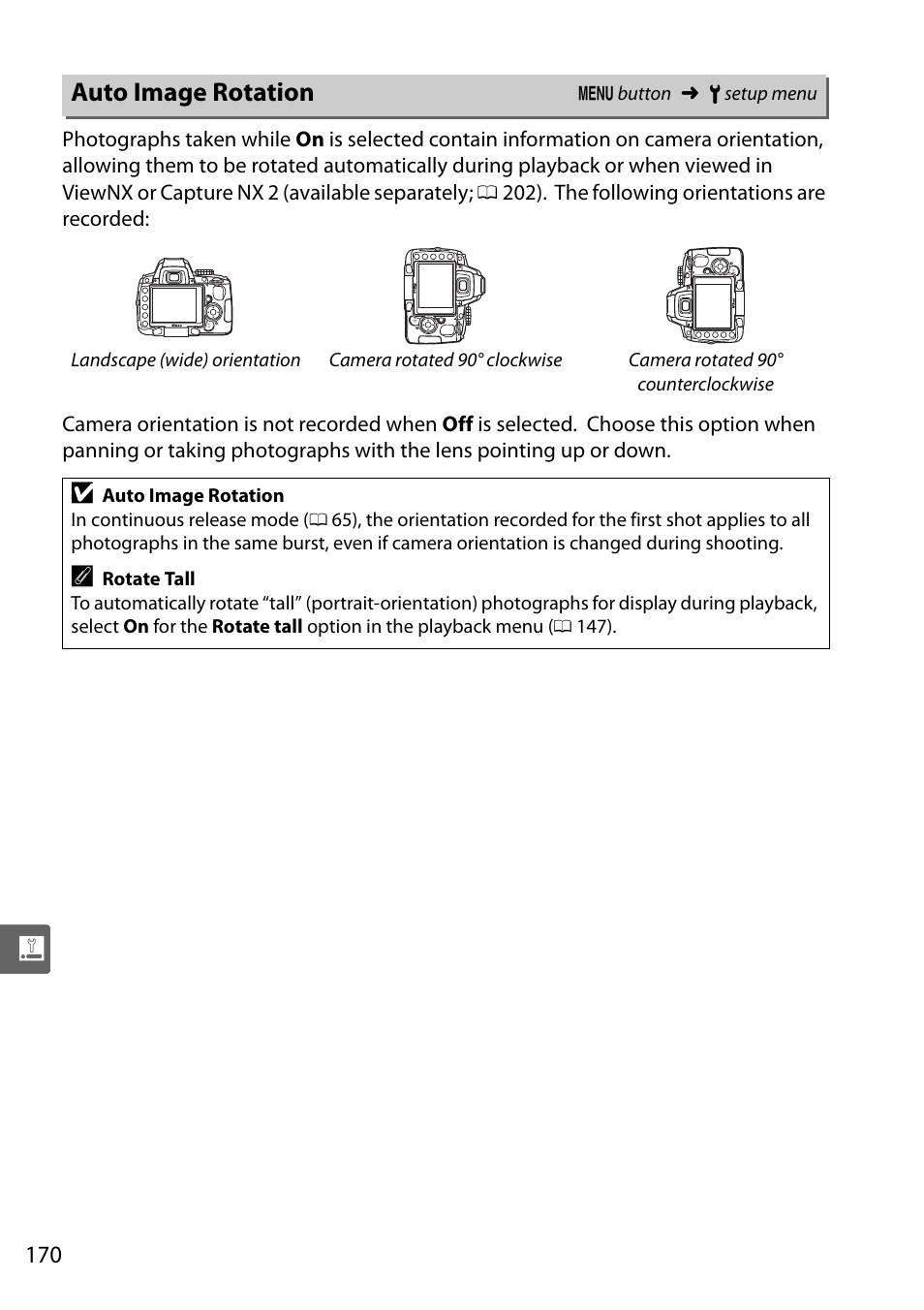 Auto image rotation | Nikon D5000 User Manual | Page 188 / 256