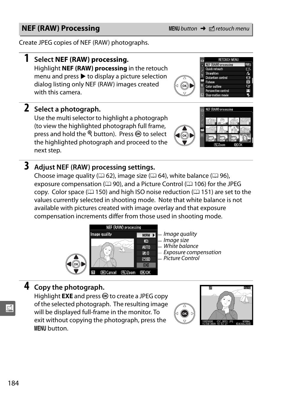 Nef (raw) processing | Nikon D5000 User Manual | Page 202 / 256