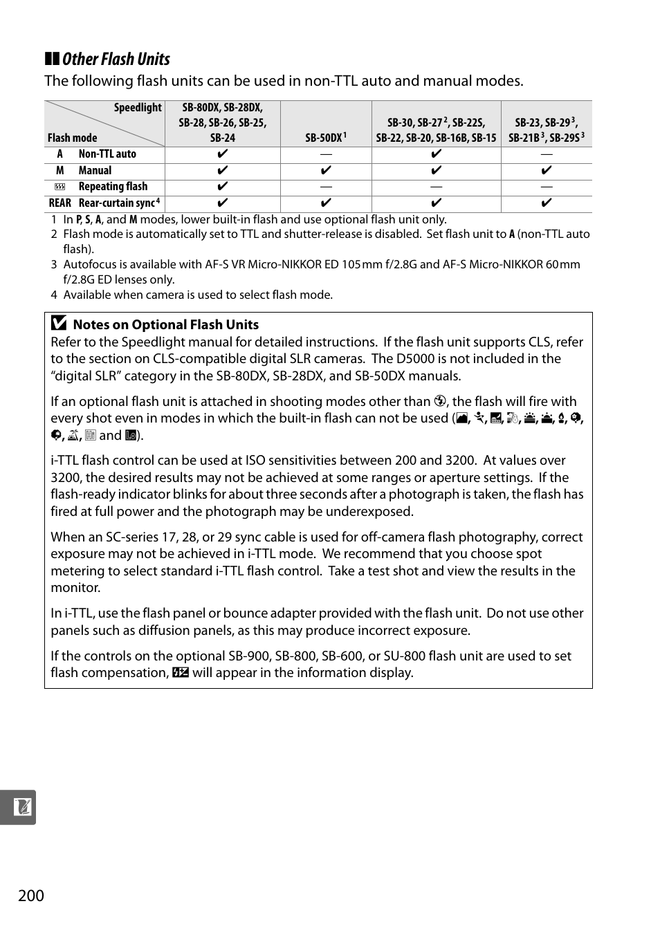 Other flash units | Nikon D5000 User Manual | Page 218 / 256