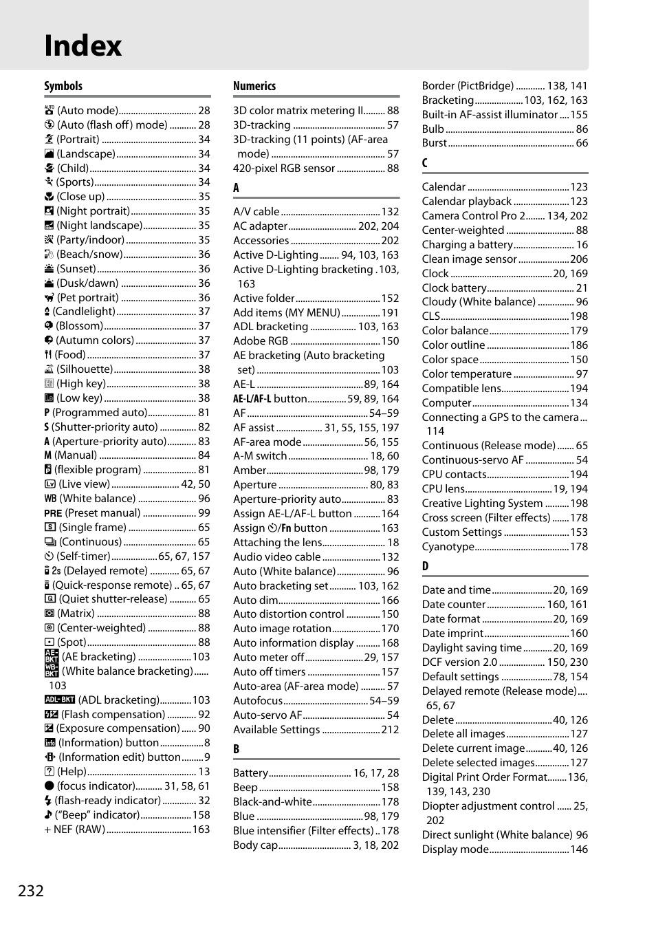 Index | Nikon D5000 User Manual | Page 250 / 256