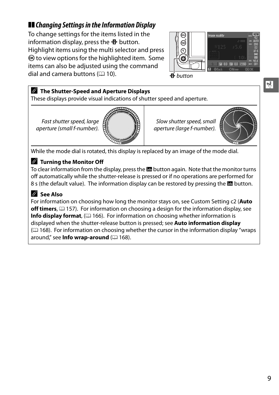 Changing settings in the information display | Nikon D5000 User Manual | Page 27 / 256