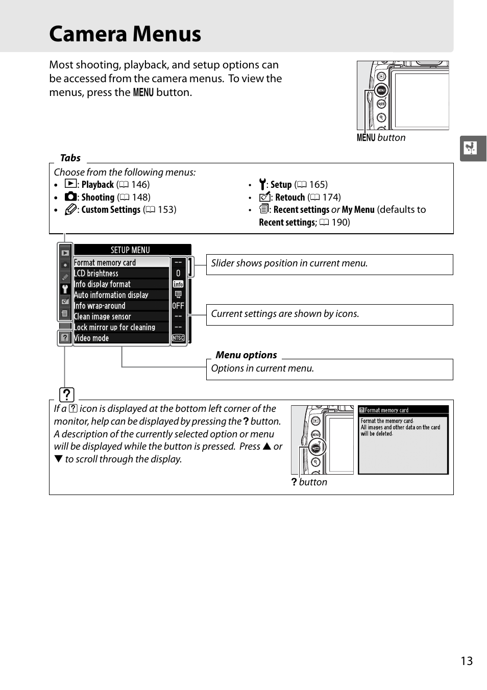 Camera menus | Nikon D5000 User Manual | Page 31 / 256