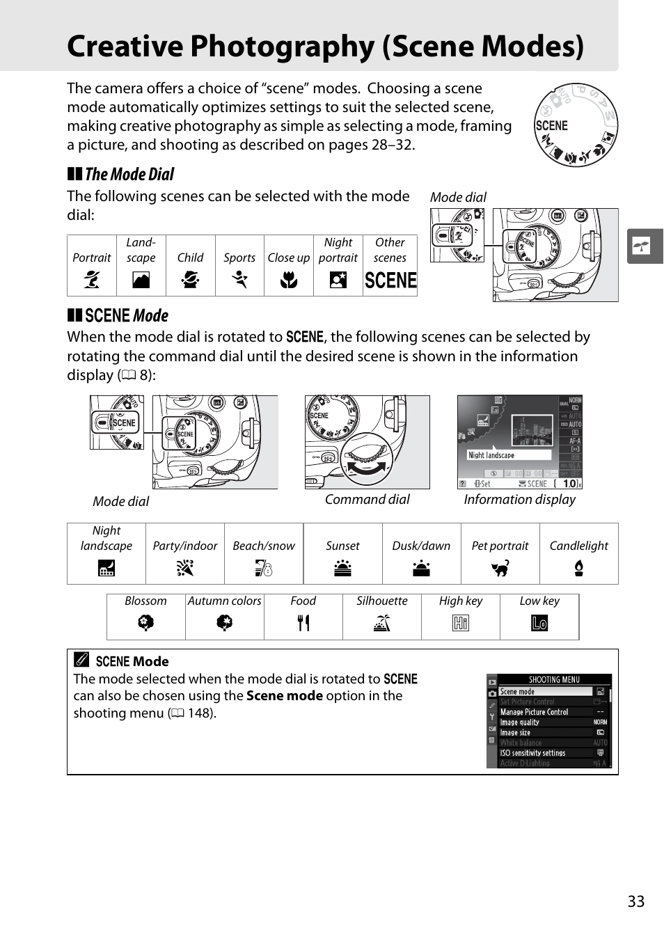 Creative photography (scene modes), Yz 0 1 2 3 | Nikon D5000 User Manual | Page 51 / 256