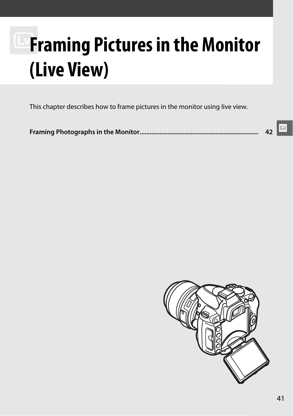Framing pictures in the monitor (live view) | Nikon D5000 User Manual | Page 59 / 256