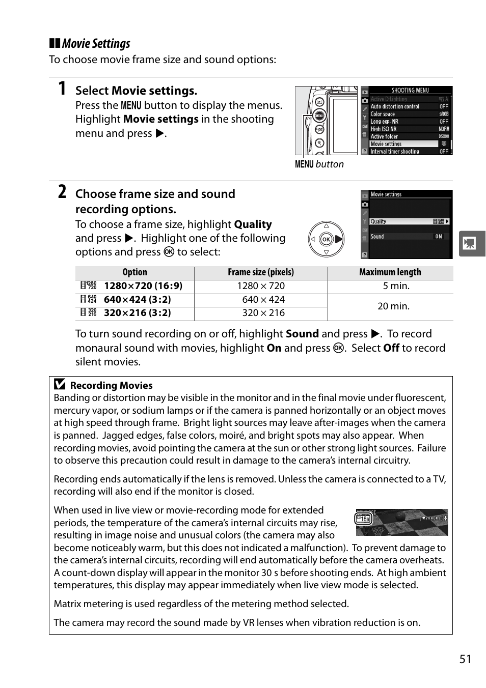 Movie settings | Nikon D5000 User Manual | Page 69 / 256