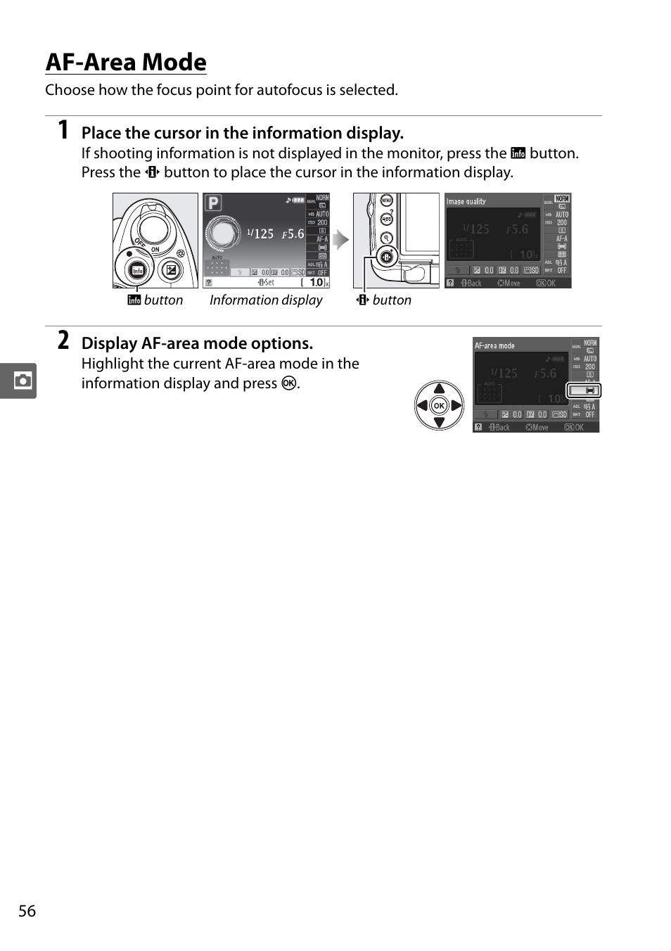 Af-area mode | Nikon D5000 User Manual | Page 74 / 256