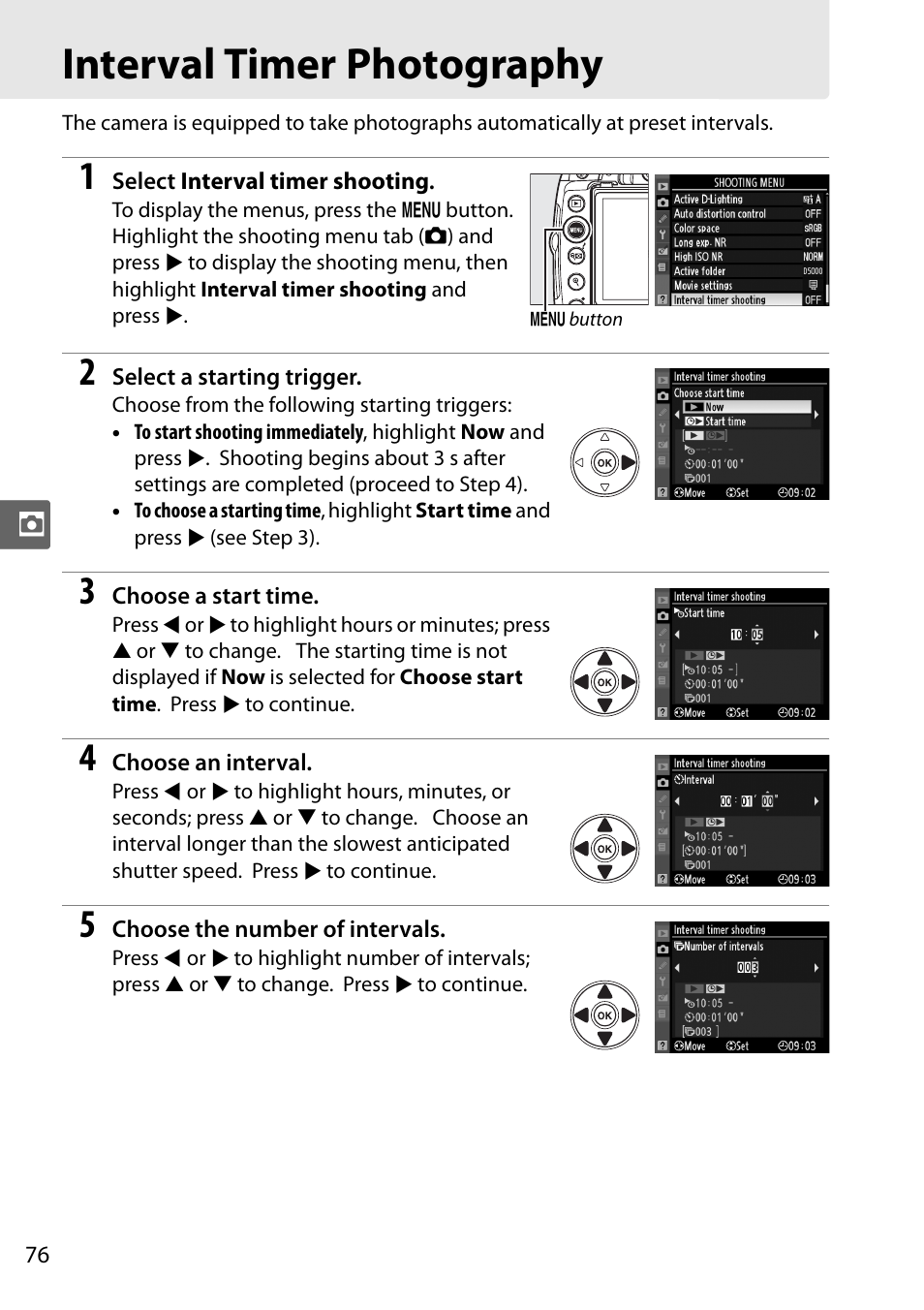 Interval timer photography | Nikon D5000 User Manual | Page 94 / 256