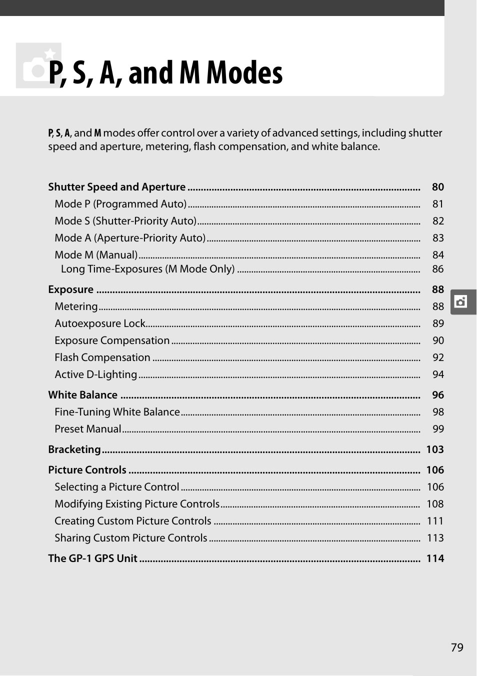 P, s, a, and m modes | Nikon D5000 User Manual | Page 97 / 256