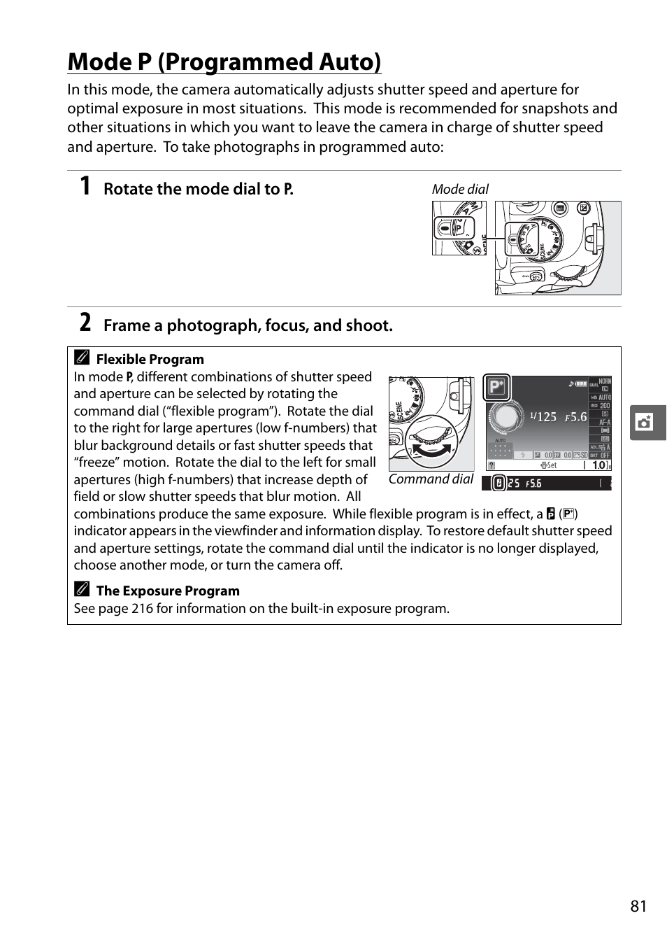 Mode p (programmed auto) | Nikon D5000 User Manual | Page 99 / 256