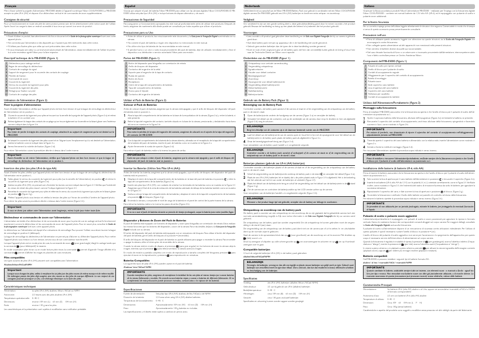 Nikon MB-E5000 Battery Pack User Manual | Page 2 / 2