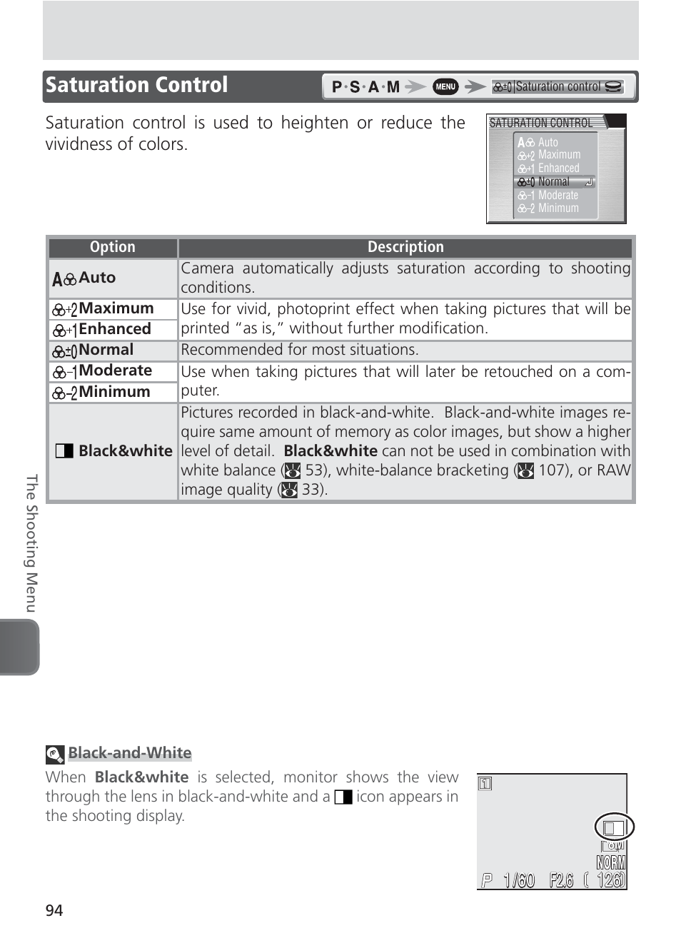 Saturation control, F2.6 | Nikon 8400 User Manual | Page 104 / 170