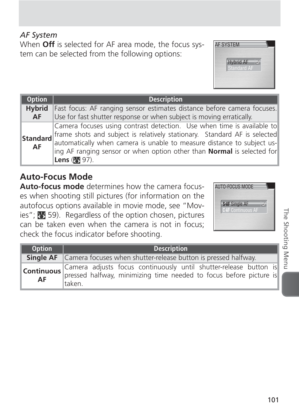 Auto-focus mode | Nikon 8400 User Manual | Page 111 / 170