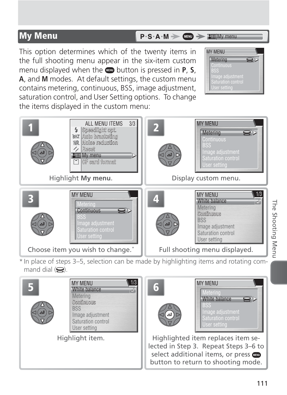 My menu | Nikon 8400 User Manual | Page 121 / 170