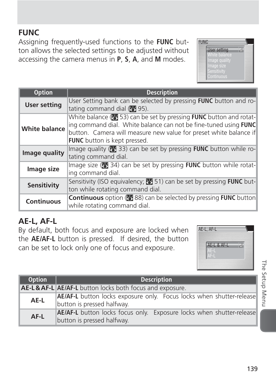 Func, Ae-l, af-l | Nikon 8400 User Manual | Page 149 / 170