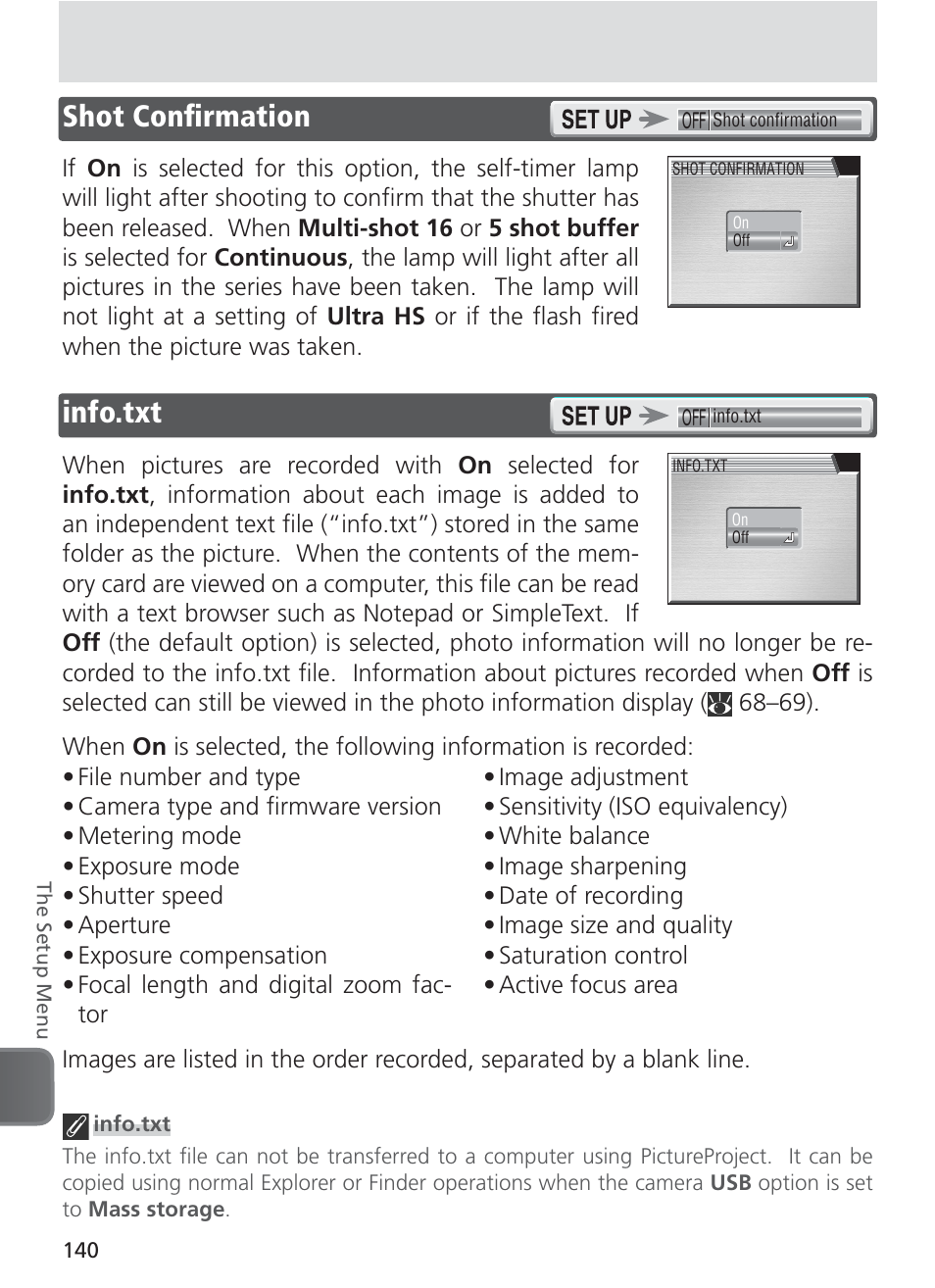 Shot confi rmation, Info.txt, Shot confi rmation info.txt | Nikon 8400 User Manual | Page 150 / 170