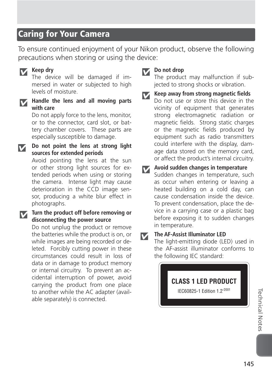 Caring for your camera | Nikon 8400 User Manual | Page 155 / 170