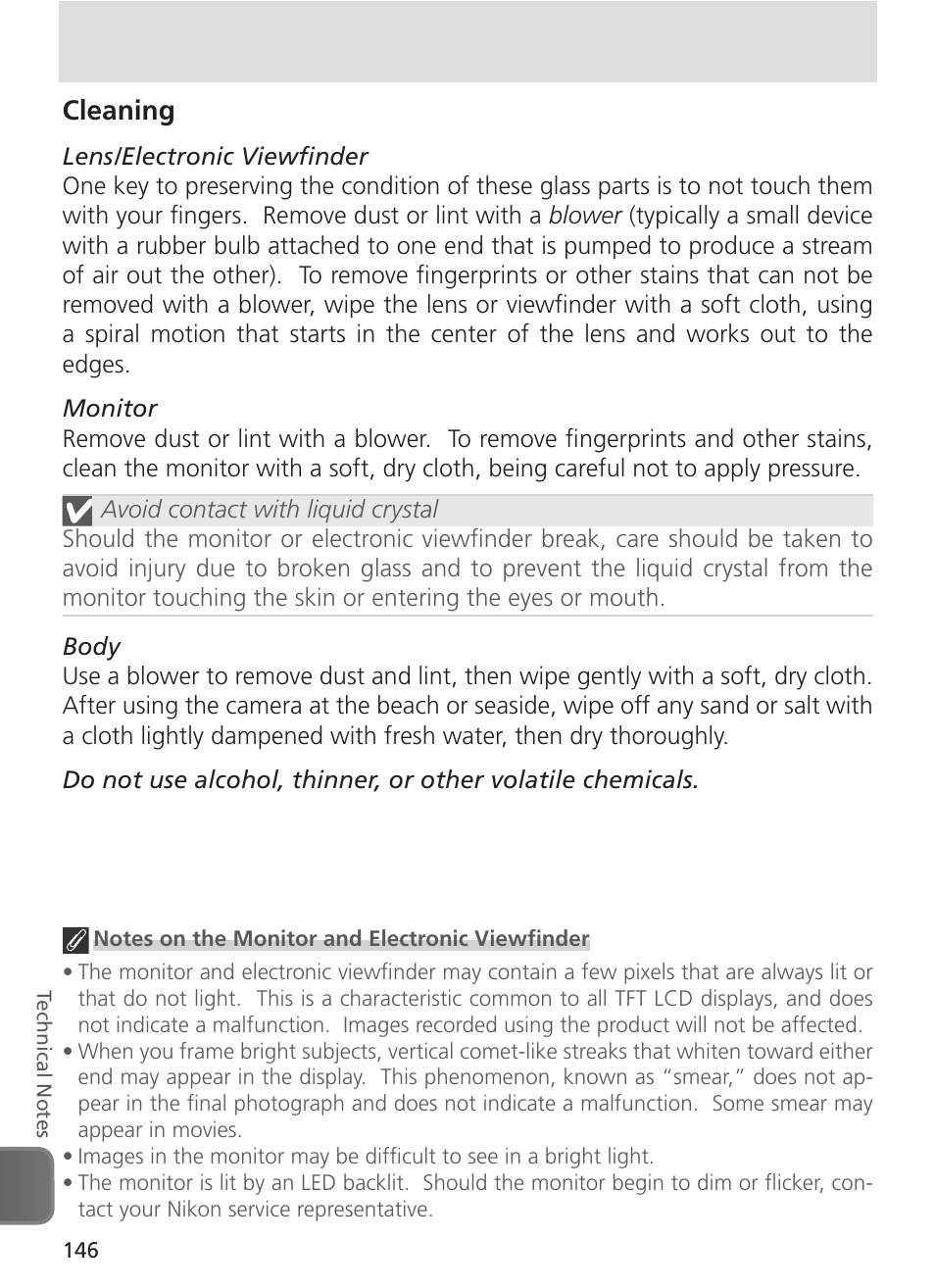 Cleaning | Nikon 8400 User Manual | Page 156 / 170