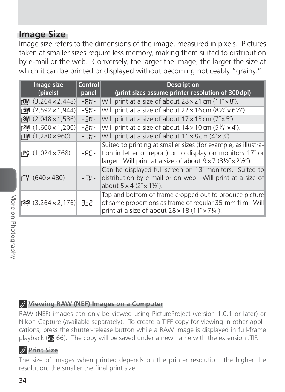 Image size | Nikon 8400 User Manual | Page 44 / 170